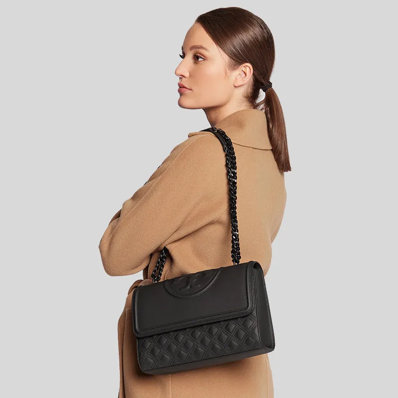 TORY BURCH Fleming Matte Convertible Shoulder Bag Black 82559