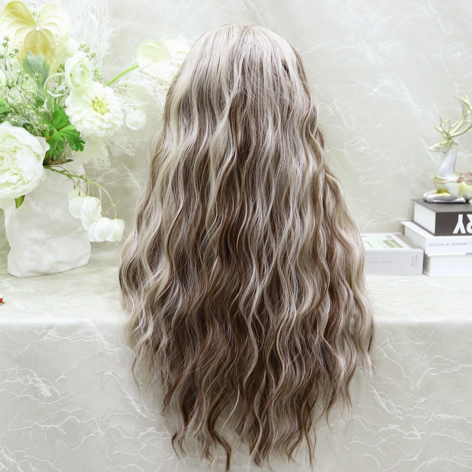 Tosha Imstyle New Blonde and Brown highligh Curly 26inches 13*4 Free Parting lace Front wig (Shara)