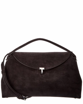 TOTEME T-Lock Top Handle Suede Satchel