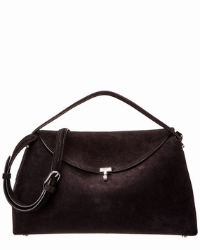 TOTEME T-Lock Top Handle Suede Satchel