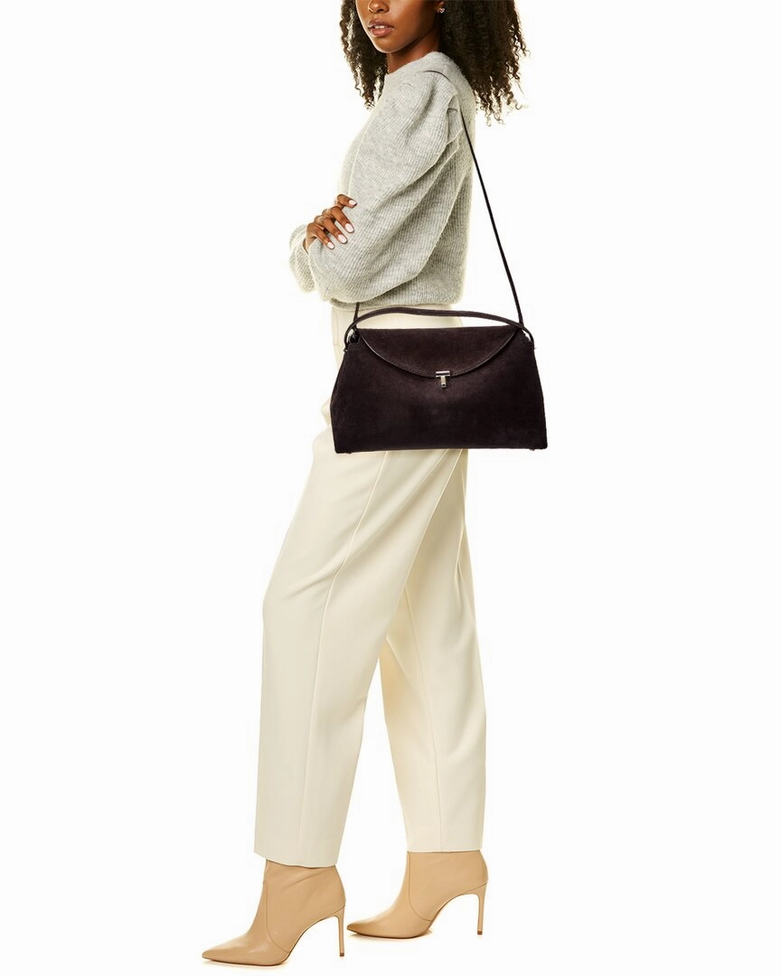 TOTEME T-Lock Top Handle Suede Satchel