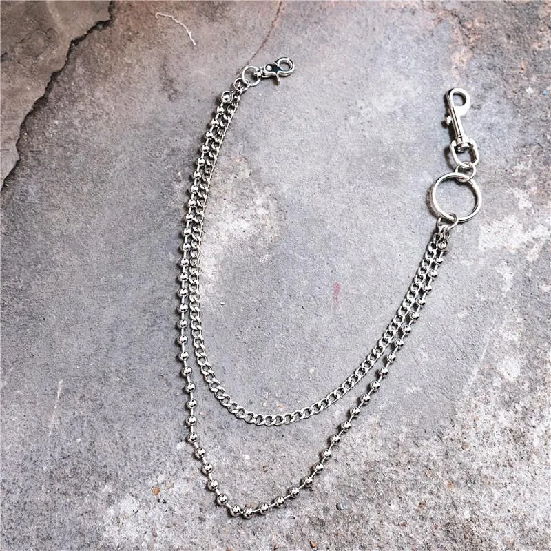 Trendy Silver Double Womens Mens Pants Chain Long jeans chain jean chain Wallet CHain For Men