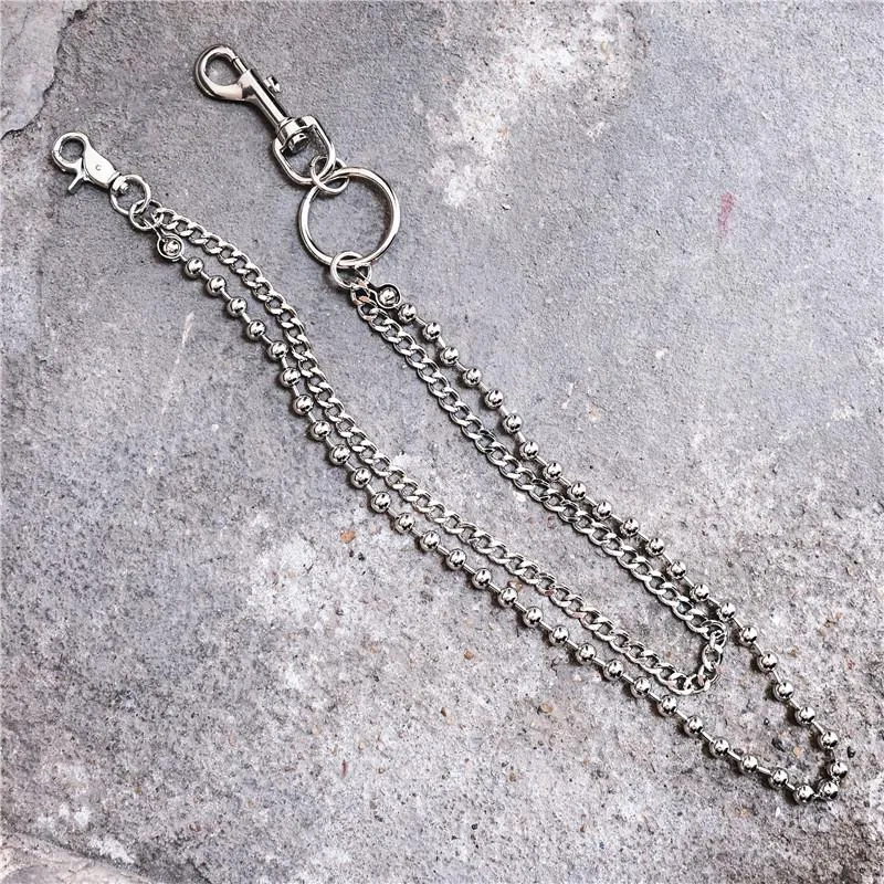 Trendy Silver Double Womens Mens Pants Chain Long jeans chain jean chain Wallet CHain For Men