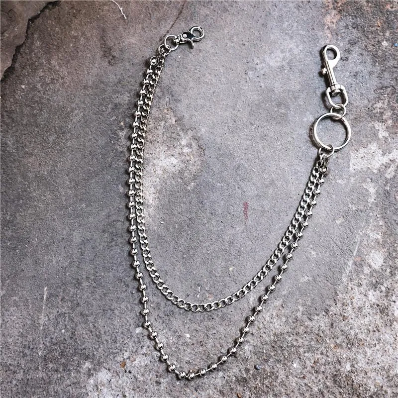 Trendy Silver Double Womens Mens Pants Chain Long jeans chain jean chain Wallet CHain For Men