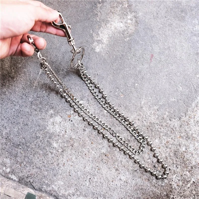 Trendy Silver Double Womens Mens Pants Chain Long jeans chain jean chain Wallet CHain For Men