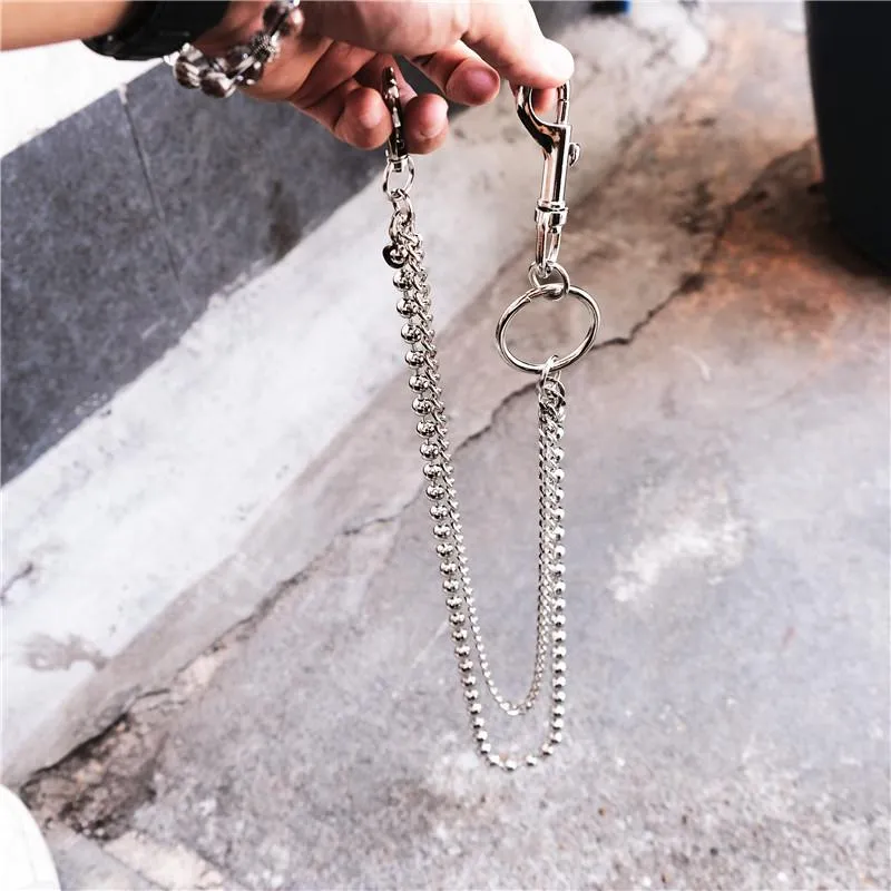 Trendy Silver Double Womens Mens Pants Chain Long jeans chain jean chain Wallet CHain For Men
