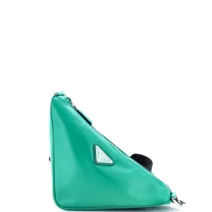 Triangle Logo Zip Crossbody Bag Soft Leather Small