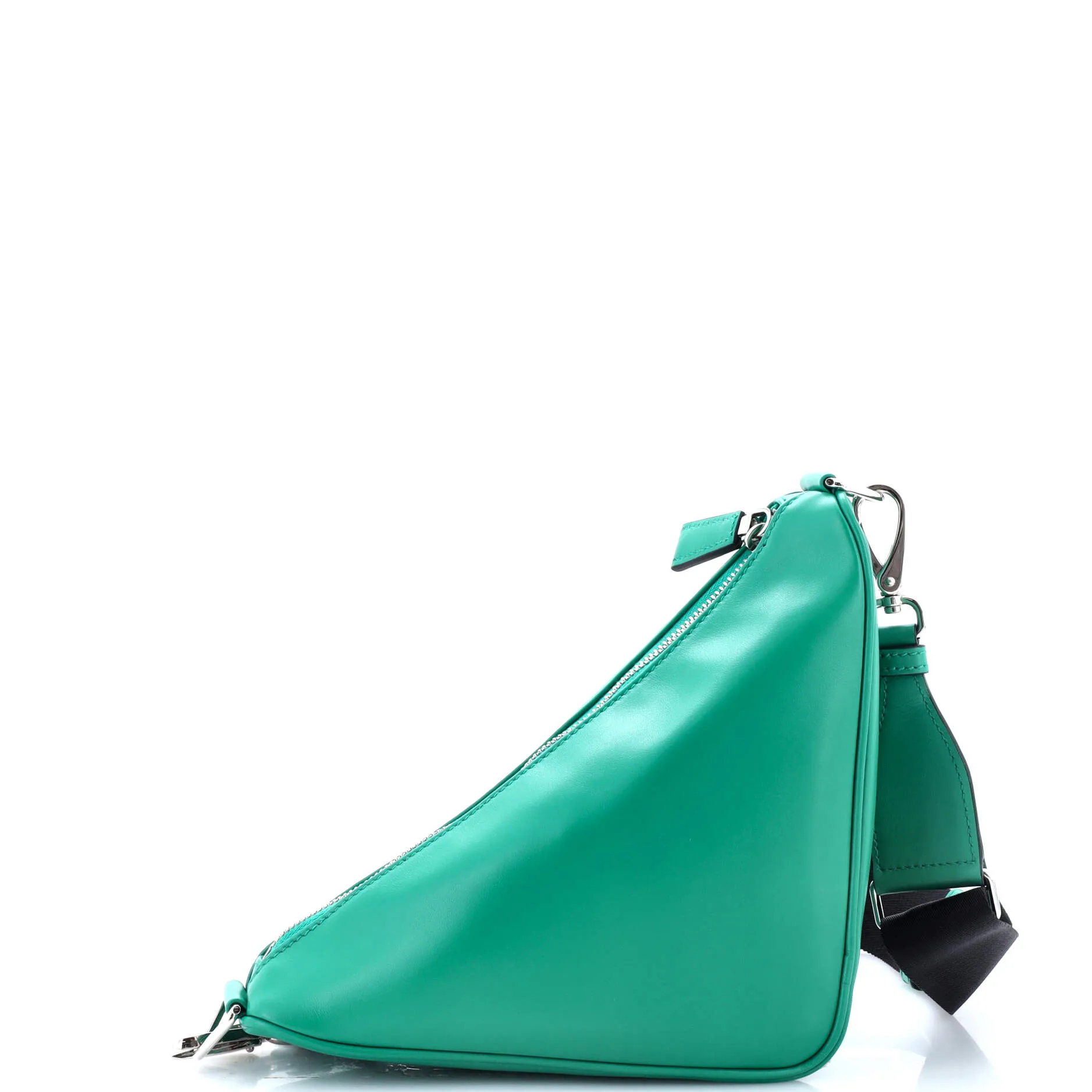 Triangle Logo Zip Crossbody Bag Soft Leather Small