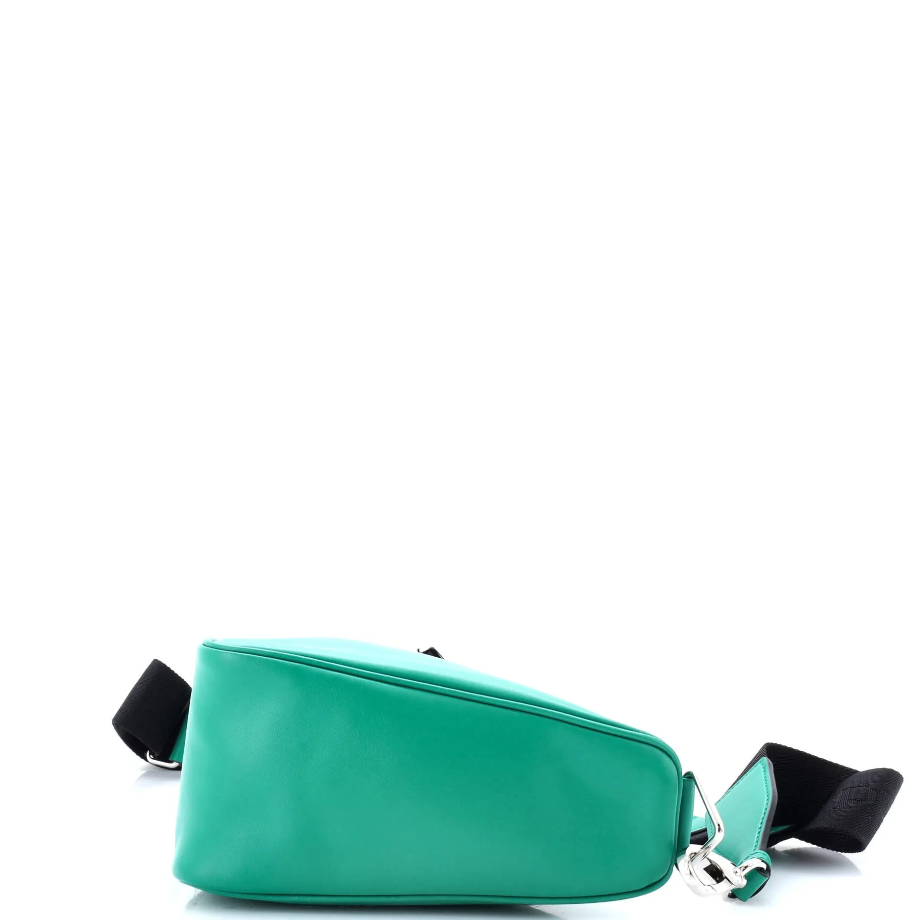 Triangle Logo Zip Crossbody Bag Soft Leather Small
