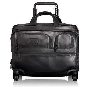 TUMI Alpha Leather Travel Men's 4 Wheel Deluxe Brief with Laptop Case