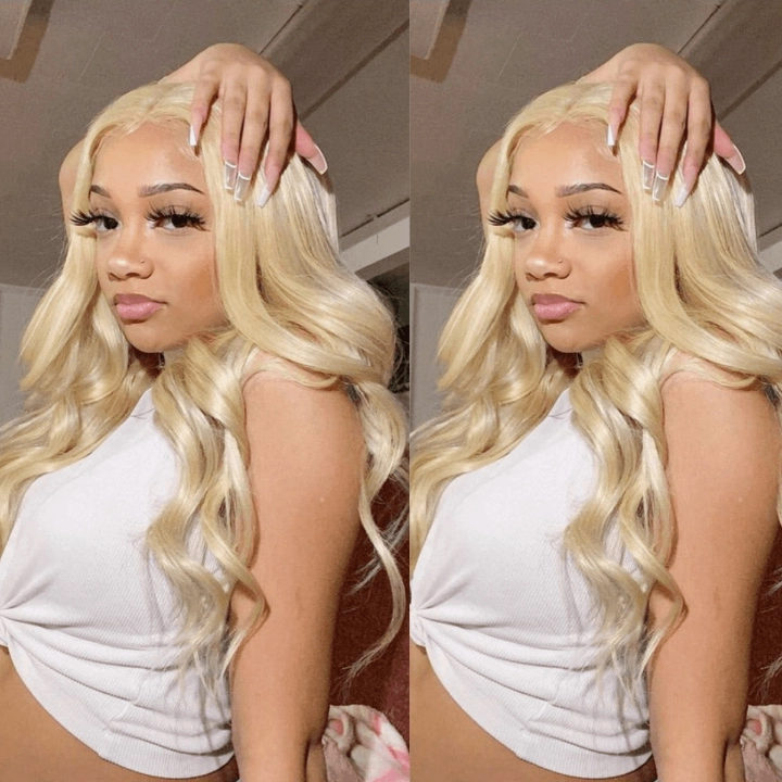 Tuneful 613 Blonde Body Wave 13x6 Transparent Lace Frontal Wigs 180% Density Human Hair Wigs  Bogo Deal