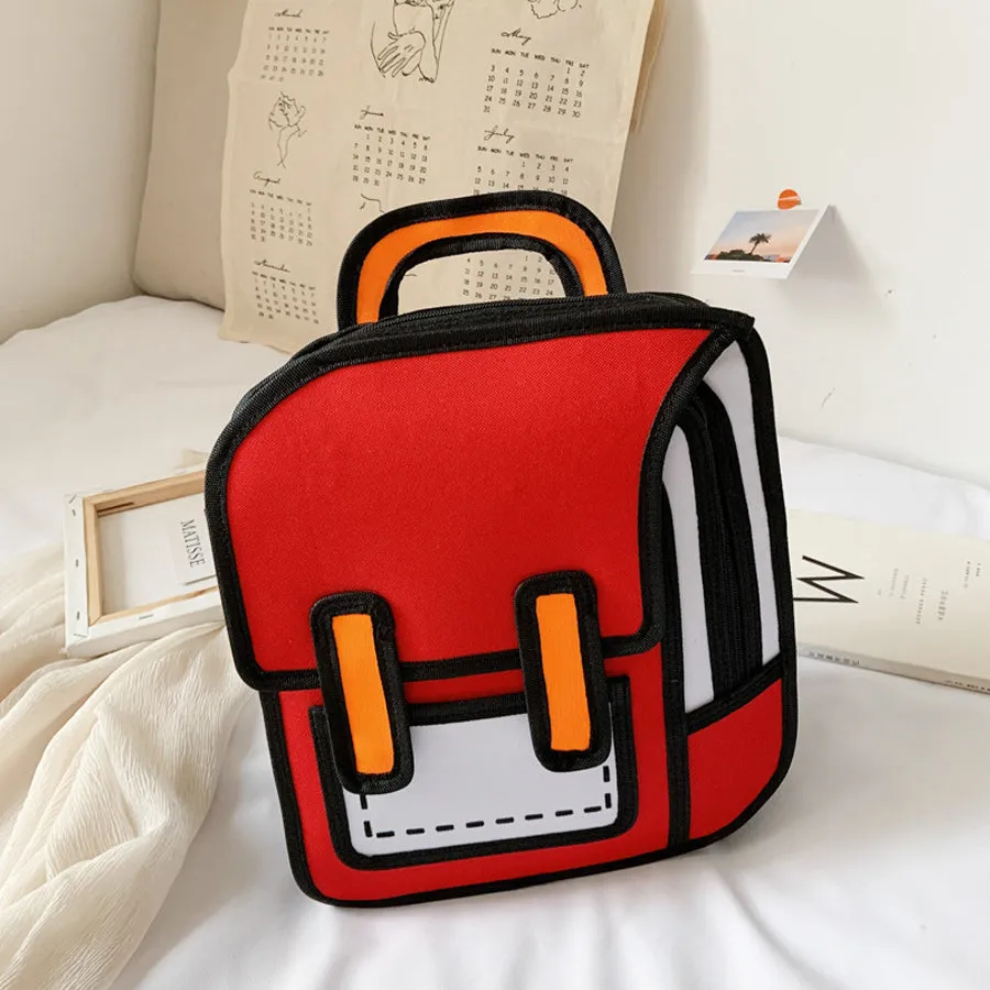 Two-dimensional 3d multifunctional student backpack