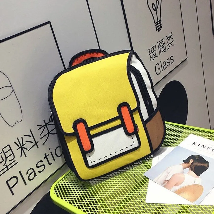 Two-dimensional 3d multifunctional student backpack