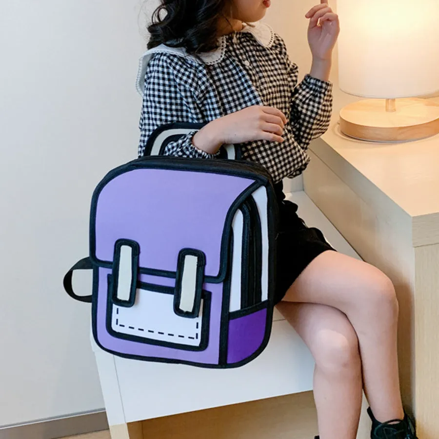Two-dimensional 3d multifunctional student backpack