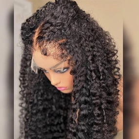 Type 4C Natural Edges Curly Free Parting 13x4 Invisible Lace Front Wig With Kinky Baby Hairline-Geeta Hair