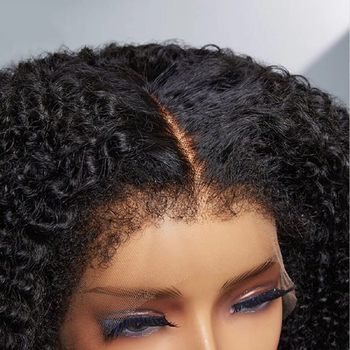 Type 4C Natural Edges Glueless Curly 13x4 Lace Human Hair Bob Wigs With Handmade Kinky Baby Hairline-Geeta Hair