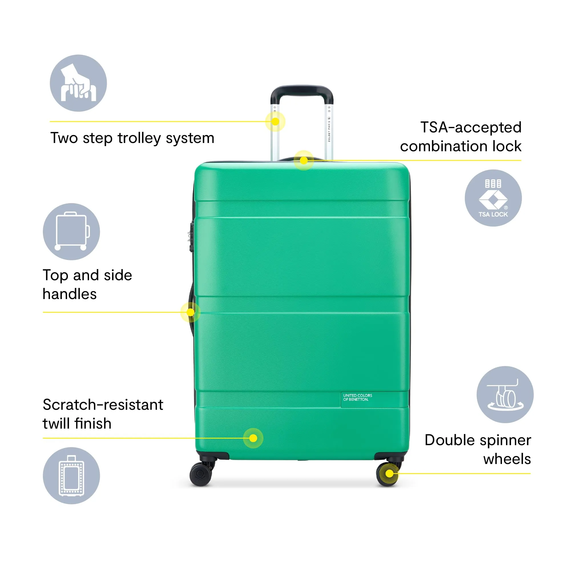 United Colors of Benetton Now Hardside Luggage with Spinner Wheels ( 2 Piece Set 19/27 Inch)