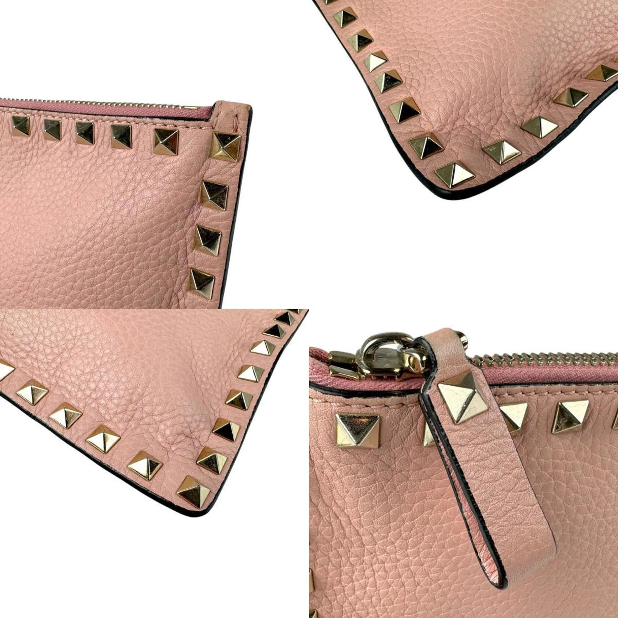 Valentino Garavani Rockstud Leather Clutch Bag (Pre-Owned)