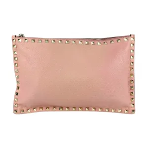 Valentino Garavani Rockstud Leather Clutch Bag (Pre-Owned)