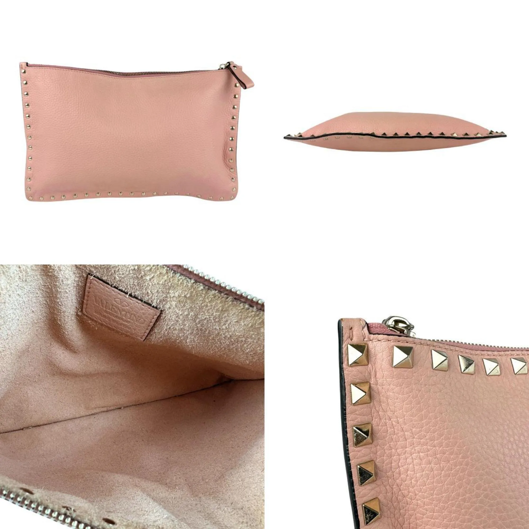 Valentino Garavani Rockstud Leather Clutch Bag (Pre-Owned)