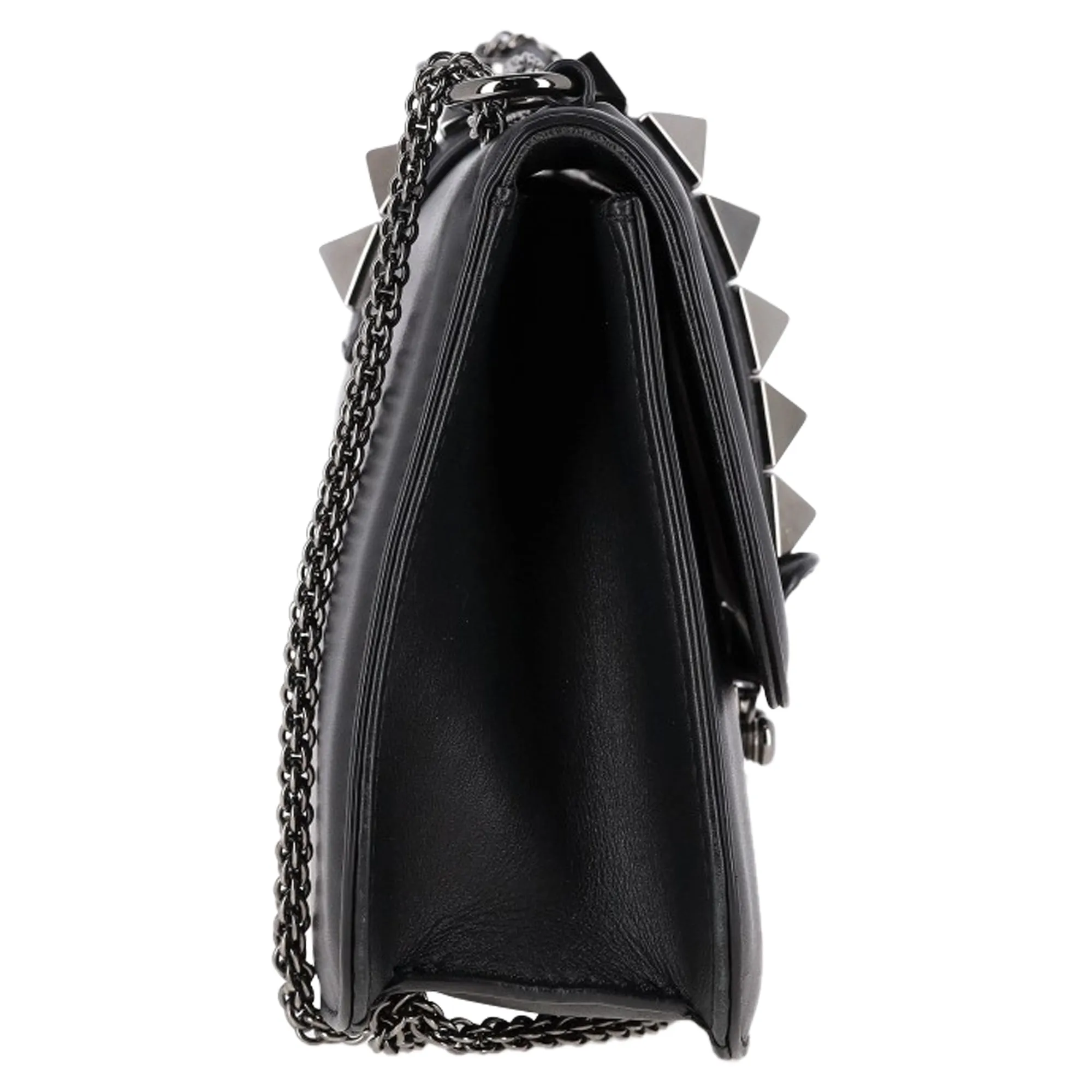 Valentino Medium Rockstud Glam Lock Shoulder Bag in Black Leather