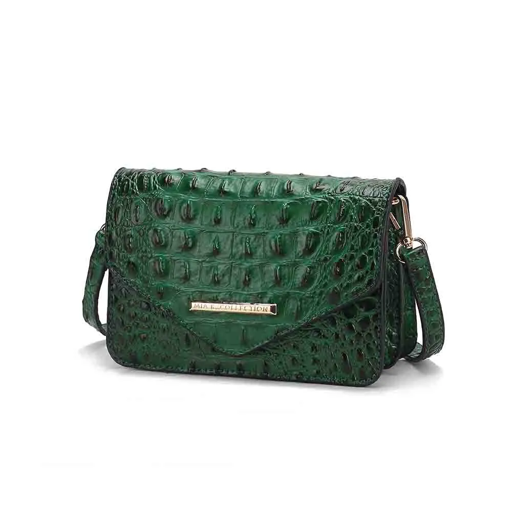 Vanta Saddle Croc-Embossed Vegan Leather Shoulder Handbag