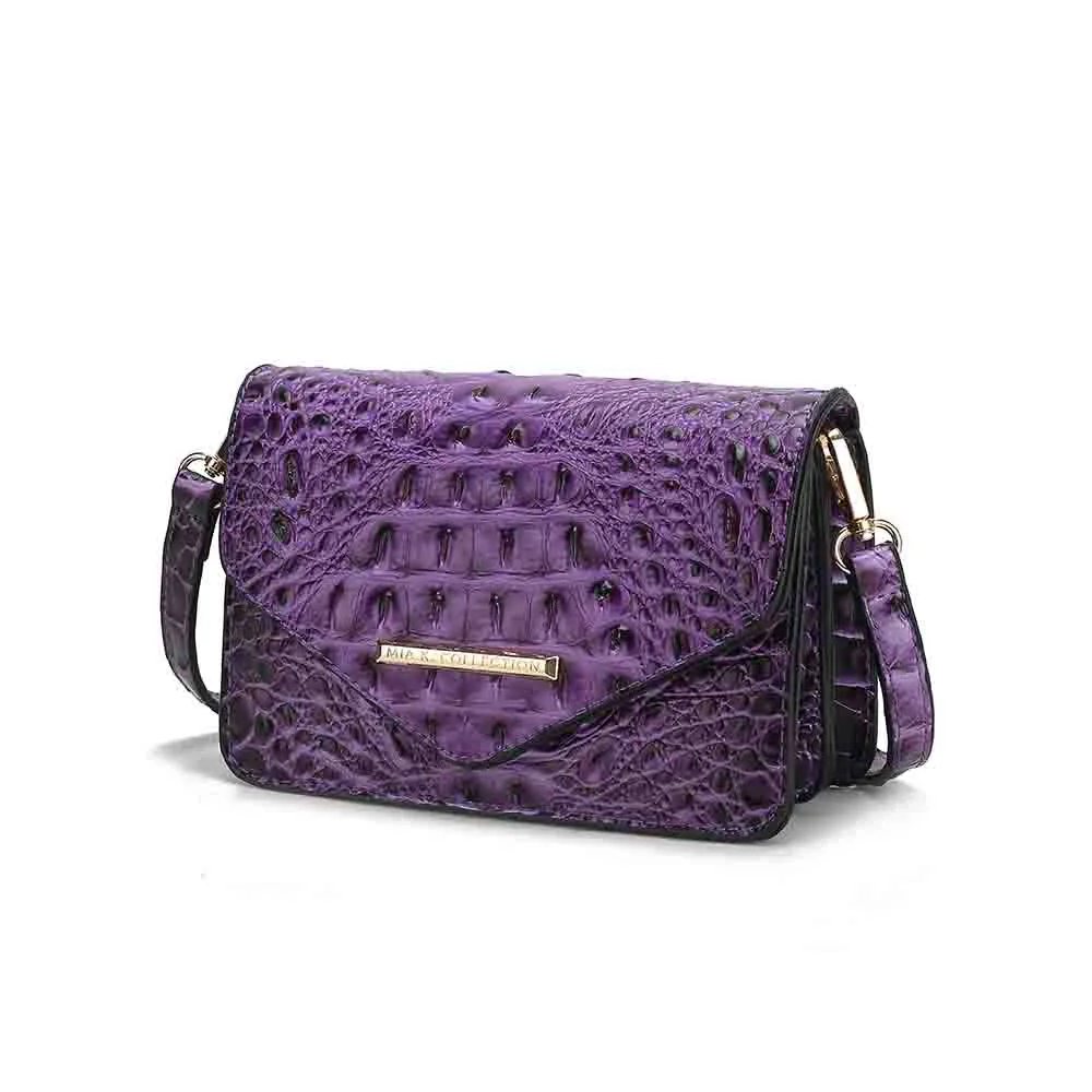 Vanta Saddle Croc-Embossed Vegan Leather Shoulder Handbag