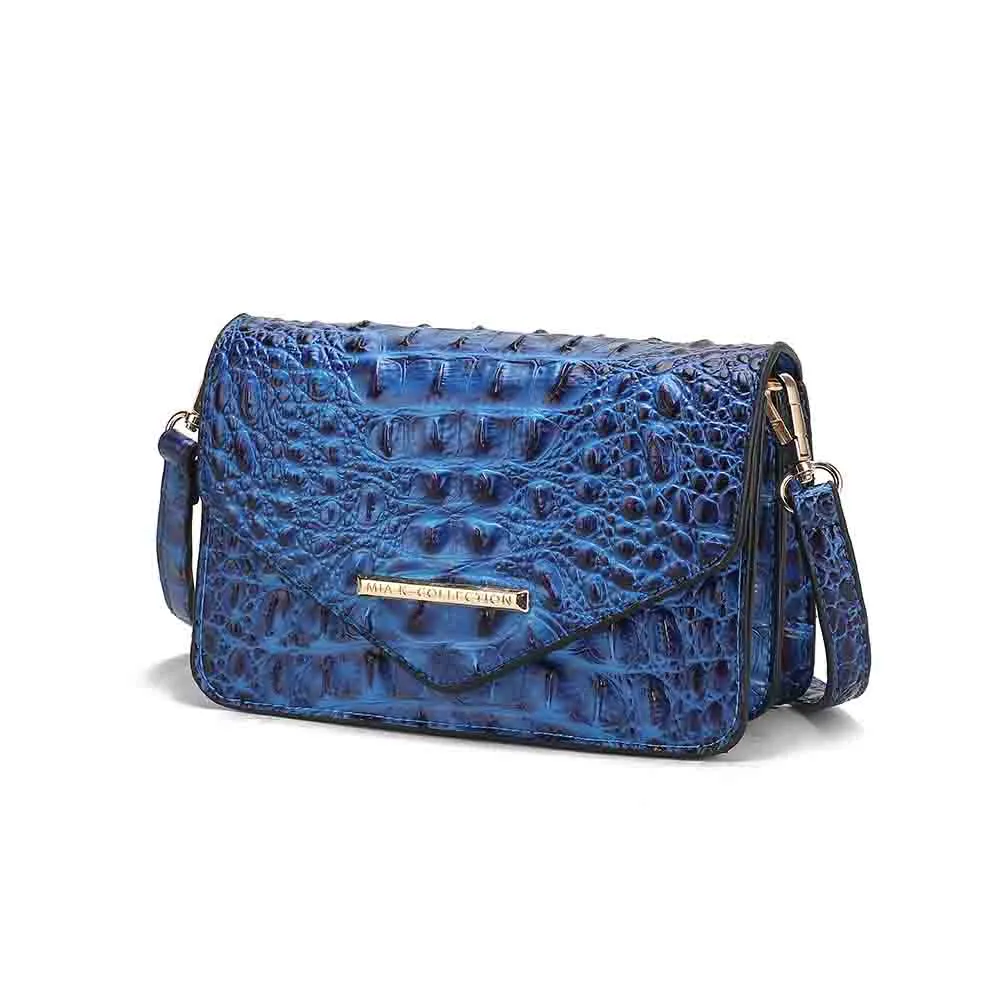 Vanta Saddle Croc-Embossed Vegan Leather Shoulder Handbag
