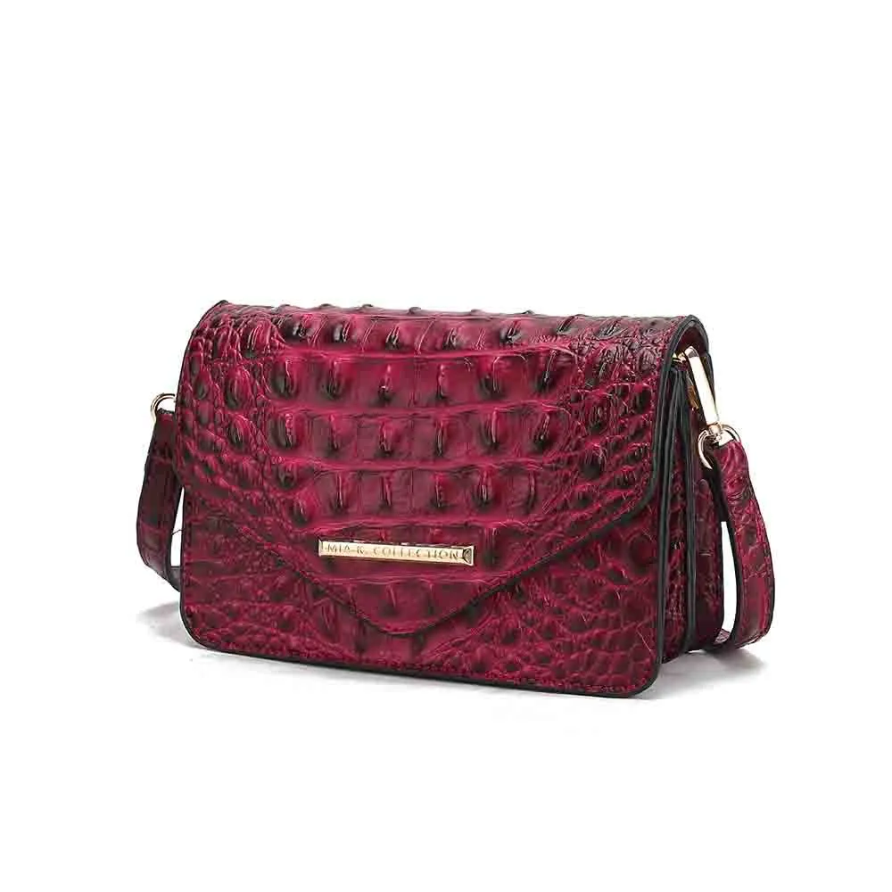 Vanta Saddle Croc-Embossed Vegan Leather Shoulder Handbag