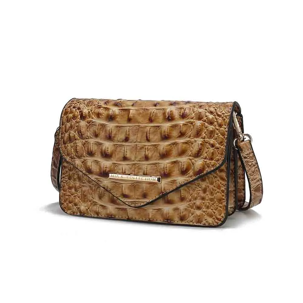 Vanta Saddle Croc-Embossed Vegan Leather Shoulder Handbag