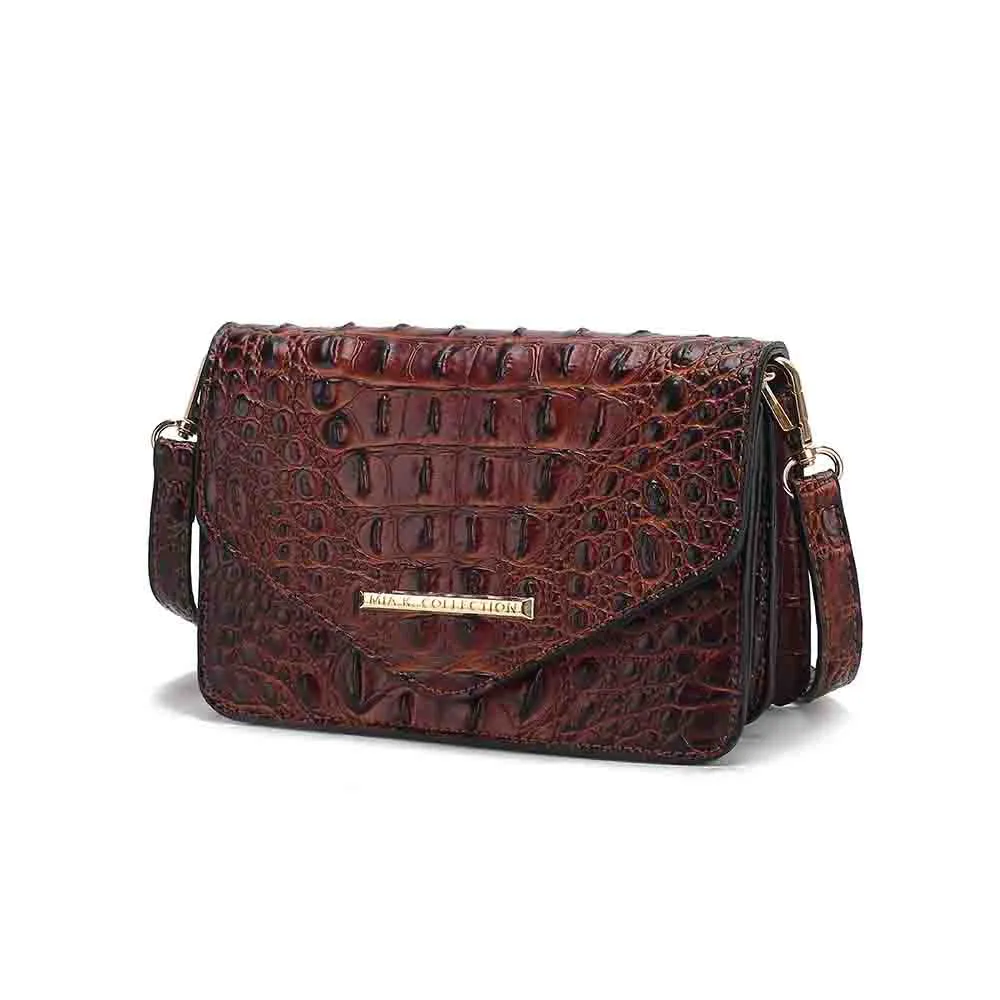 Vanta Saddle Croc-Embossed Vegan Leather Shoulder Handbag