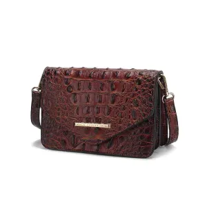 Vanta Saddle Croc-Embossed Vegan Leather Shoulder Handbag