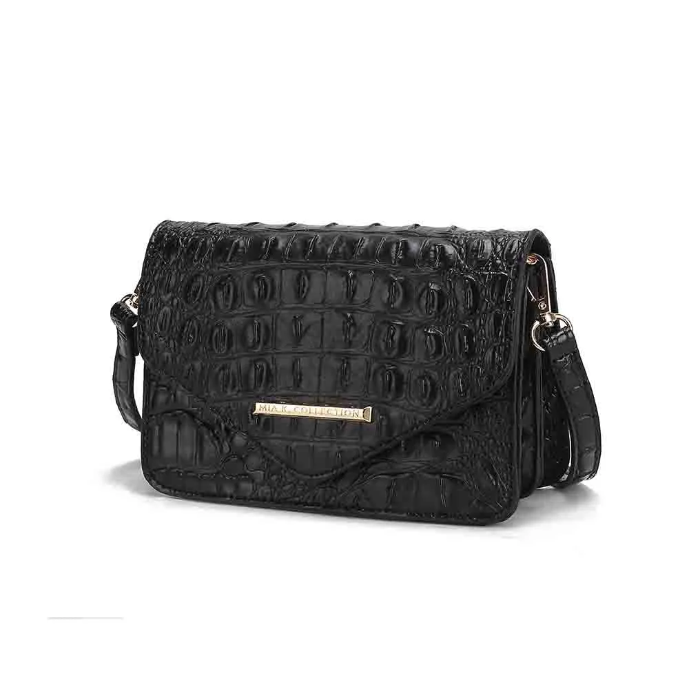Vanta Saddle Croc-Embossed Vegan Leather Shoulder Handbag