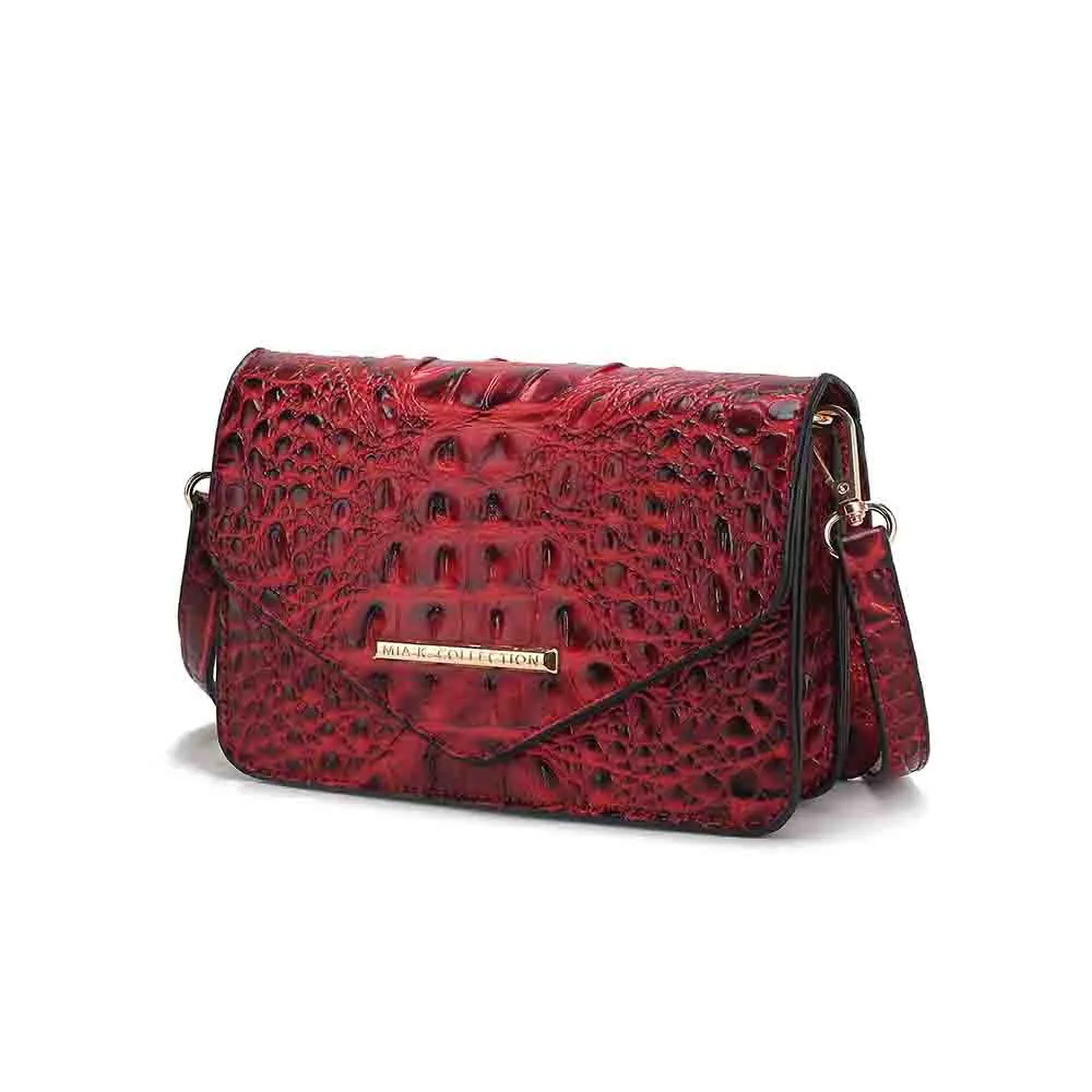 Vanta Saddle Croc-Embossed Vegan Leather Shoulder Handbag