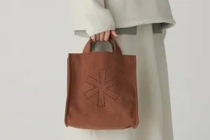Vegan Leather Mini Tote Bag In Brown