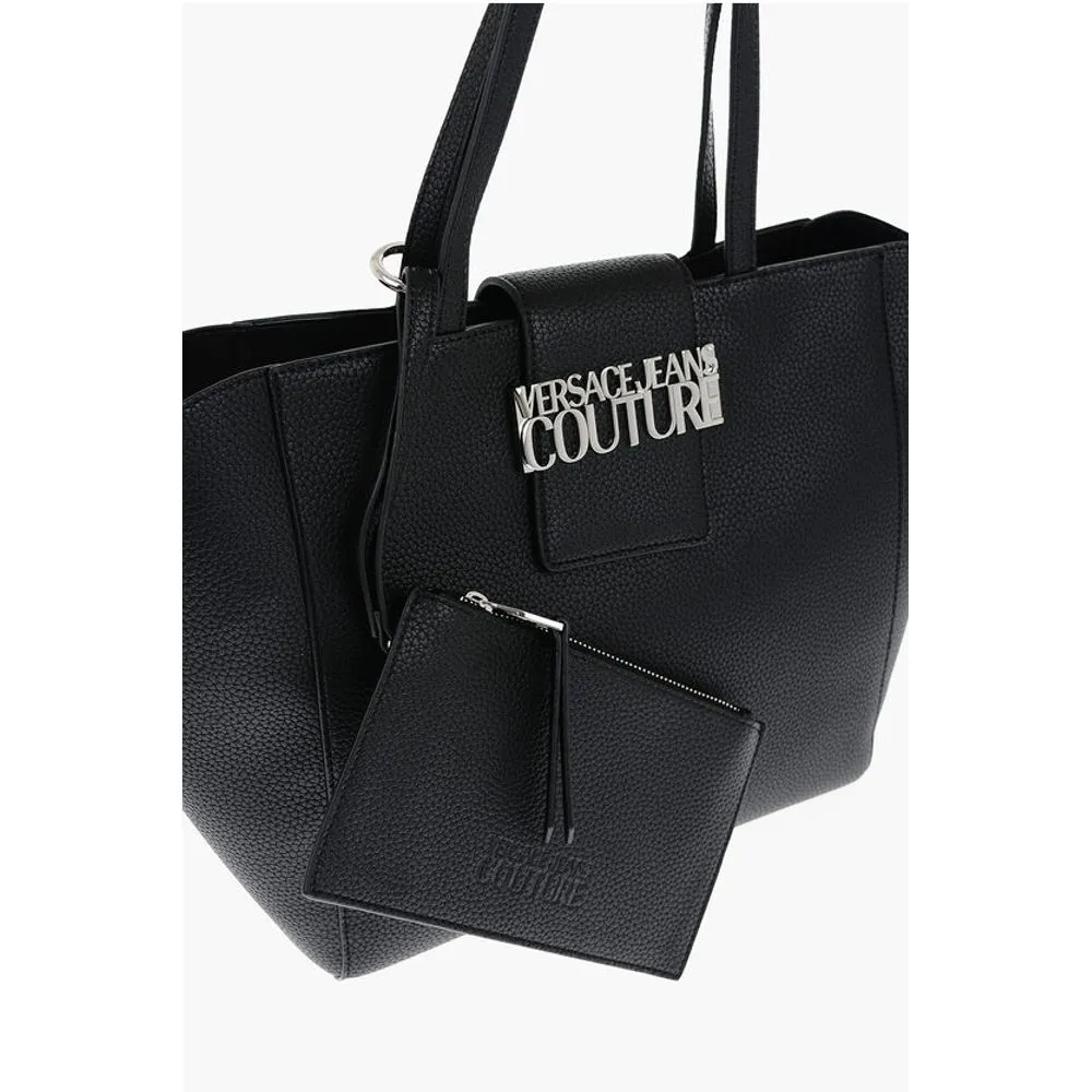 Versace JEANS COUTURE Textu Faux Leather Tote Bag with Women's -Ton