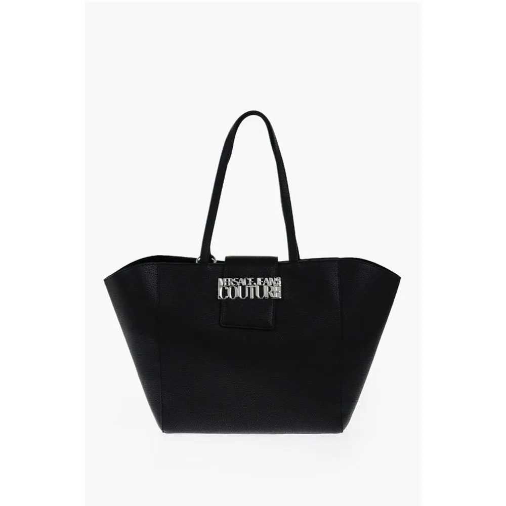Versace JEANS COUTURE Textu Faux Leather Tote Bag with Women's -Ton