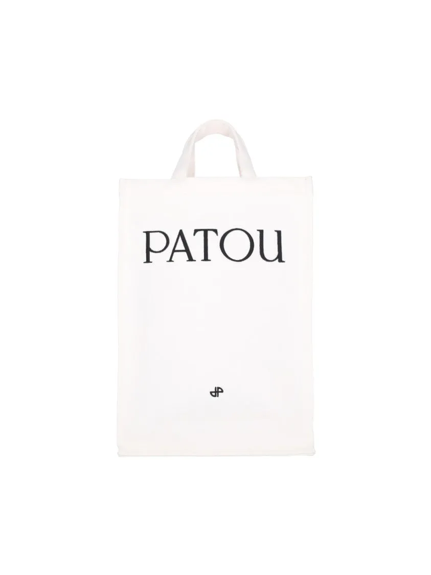 Vertical Logo Tote Bag  White