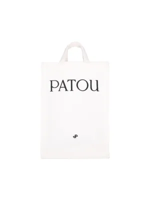 Vertical Logo Tote Bag  White