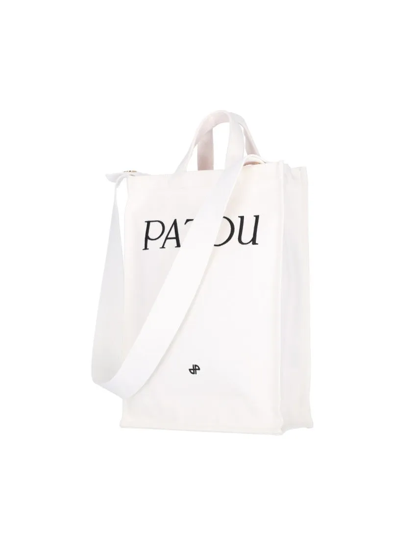 Vertical Logo Tote Bag  White