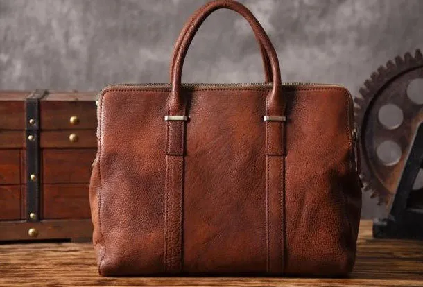 Vintage Cool leather mens Briefcase Business Briefcase laptop Briefcases for Men