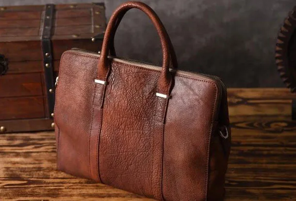Vintage Cool leather mens Briefcase Business Briefcase laptop Briefcases for Men