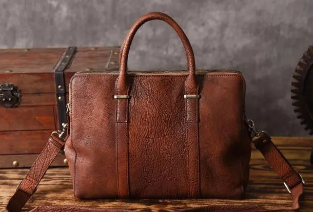 Vintage Cool leather mens Briefcase Business Briefcase laptop Briefcases for Men