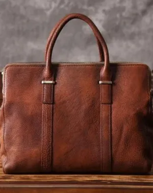 Vintage Cool leather mens Briefcase Business Briefcase laptop Briefcases for Men