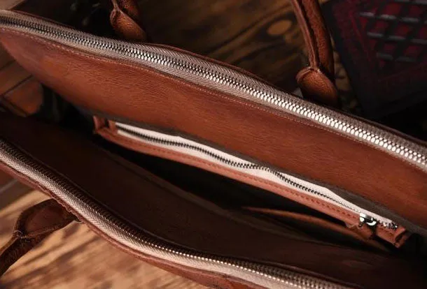 Vintage Cool leather mens Briefcase Business Briefcase laptop Briefcases for Men