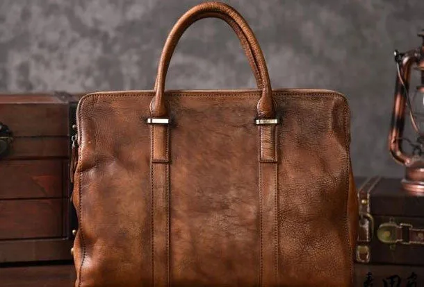 Vintage Cool leather mens Briefcase Business Briefcase laptop Briefcases for Men