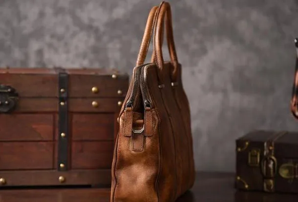 Vintage Cool leather mens Briefcase Business Briefcase laptop Briefcases for Men