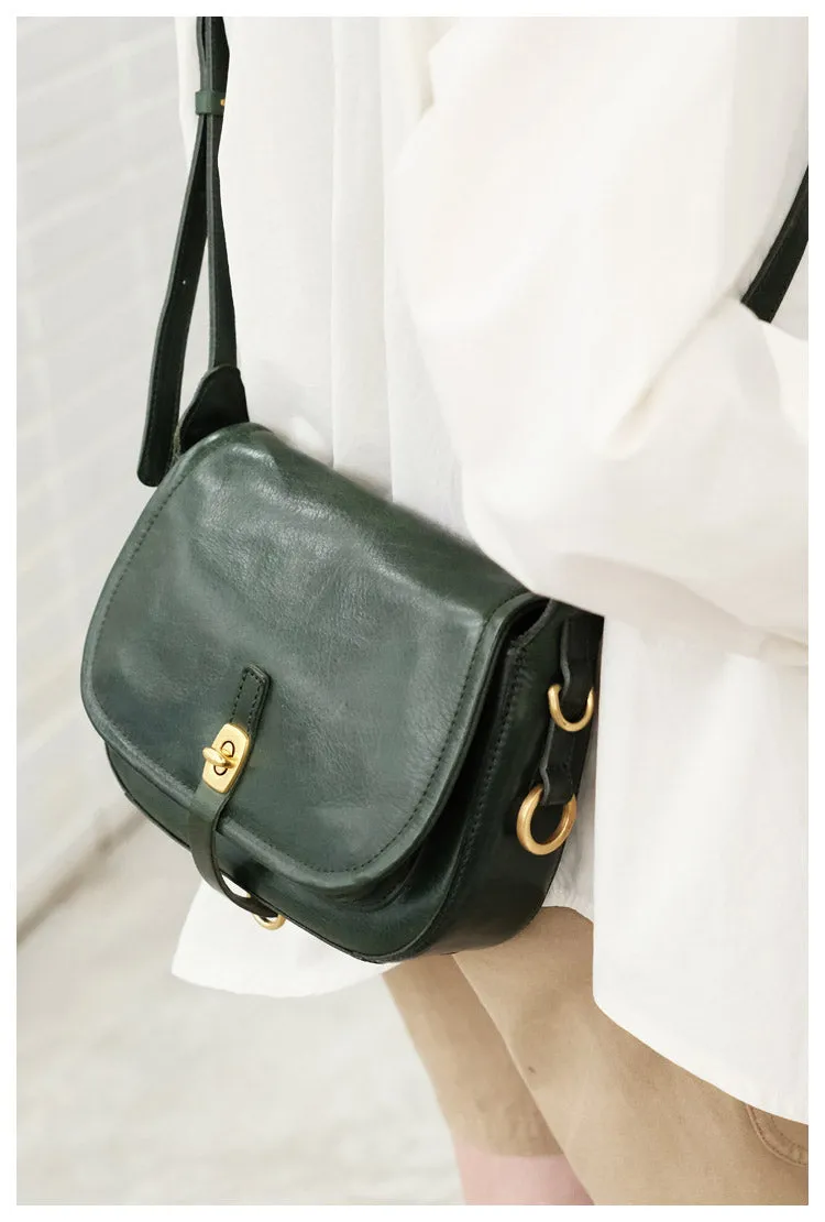 Vintage Green Womens Shoulder Bag Crossbody Saddle Bag Crossbody Purse for Ladies