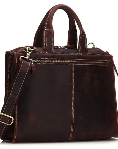 Vintage Leather Men Briefcase Work Bag Business Bag Laptop Bag For Men