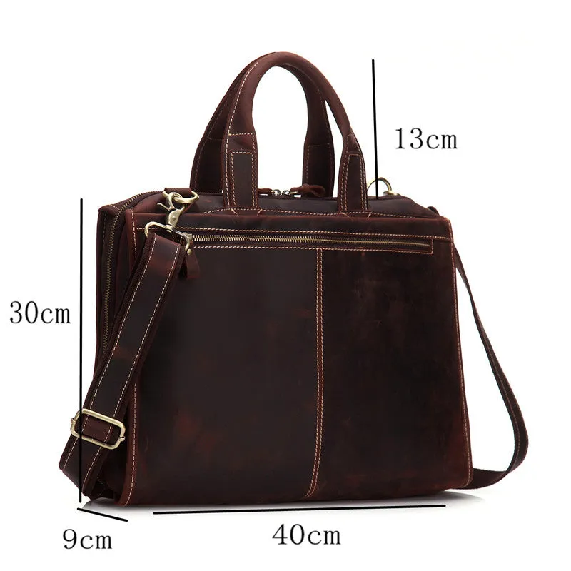 Vintage Leather Men Briefcase Work Bag Business Bag Laptop Bag For Men